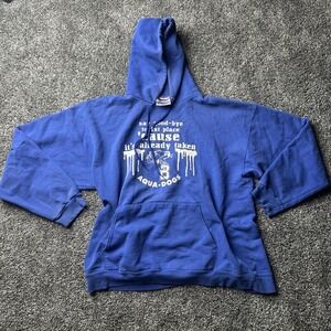 BHS Swim Aqua Dogs Hoodie Mens Large Blue Hanes Graphic Pullover‎ Sweatshirt
